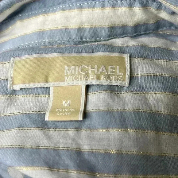 MICHAEL KORS Medium Shirt Striped Button Up Collared Long Sleeve - Picture 11 of 11